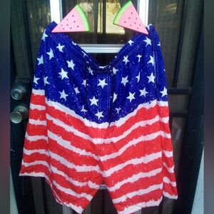 NWT! Patriotic Star and Stripe Swim Trunks
